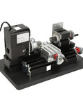 Fabater Mini Metal Lathe Machine With 20000Rpm Motor For Precision Turnin Soft Metals Like Aluminum Copper Brass And Plastic Acrylic Wood Carving High Speed Desktop Benchtop Engraver Tool 100-240V Us Plug on a black base with detailed components.