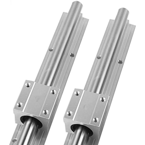 2 Piece SBR20 Linear Rails 400mm with 4 SBR20UU blocks for CNC machines, chrome plated for precision and stability