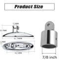 Diagram showing Beefy Deck Side Mounted Bimini Top Hardware Set With Quick Release Hinges And Eye End Caps in 316 stainless steel.