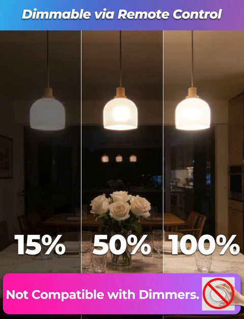 Color Changing LED Bulb With Remote Control For Dope Mood Lighting, 120 Colors, 5700K Daylight White, 70 Watt Equivalent, RGBW And White, Timing Function, A19 E26 Edison Screw, 2 Pack
