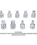 9 Piece 3/4 Inch Drive Hex Bit Socket Set Made From Heavy Duty Crmo Alloy Steel showing various hex and spline sockets