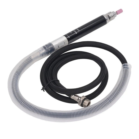 Industrial Grade Pro Shop Rig Pneumatic Pencil Die Grinder 65000 Rpm with air hose for precision grinding and polishing.