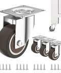 1.5 Inch Swivel Furniture Caster Wheels Set Of 4 Quiet Rubber Castors With Swivel Plates for workbenches and tables, includes screws