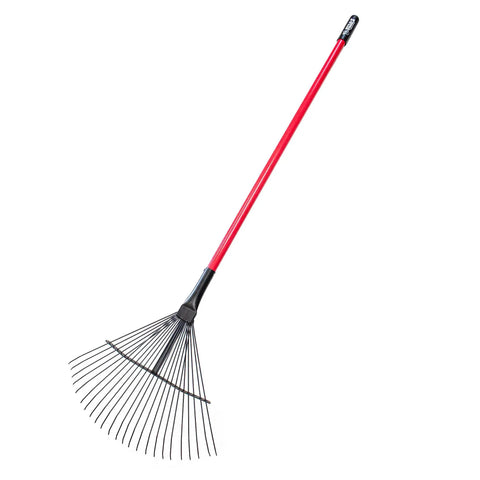 Heavy Duty Metal Leaf Rake With 24 High Carbon Tines And Fiberglass Handle For Leaves, Debris, And Thatching In Lawns And Gardens, Wide Lawn Rake Designed For Tough Outdoor Cleanup, Made In The USA