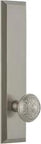 Fifth Avenue Tall Plate Windsor Door Knob Single Dummy Satin Nickel Finish, Solid Forged Brass Build for 84 Inch Plus Doors