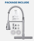 Hurran Wall Mount Kitchen Faucet, Commercial Utility Sink Faucet with flexible sprayer and accessories included.