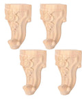 Four Carved Cabinet Legs Set For Tables And Sofas, Solid Wood Furniture Feet With European Style, Durable And Slick, 10x5 Cm Replacement Legs