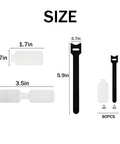 Dimensions of 80 Pack Cable Labels and Cord Ties Kit with Write-On Wire Labels, Snap Ties, Dual-Tip Marker for Home Office