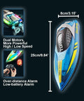 Kid And Adult Friendly RC Boat With Dope LED Lights Fast Up To 15 Kilometers Per Hour 2 4G Remote Control size and features