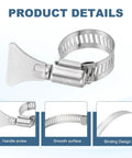 Four Pack Adjustable Hose Clamps 6.1 To 7 Inch 304 Stainless Steel Worm Gear With Easy Turn Key visible in close-up view