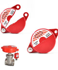 Gate Valve Lockout Kit Two Pack One To Two And A Half Inch Diameter Outdoor Red Locks for Hose Bib, Gas, Propane, Water Spigot, Industrial Use
