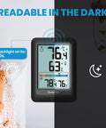 Indoor Outdoor Thermometer Wireless Weather Station With Comfort Indicator For Home And Patio Real Time Indoor Outdoor Temperature And Humidity Readings With One Sensor Easy Setup No Fuss Black, readable display in dark room.