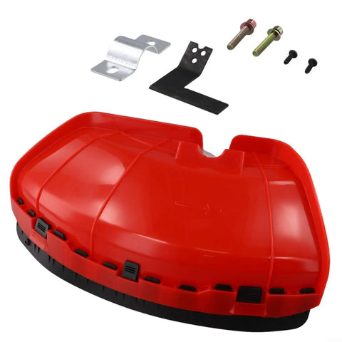 Heavy Duty String Trimmer Guard Shield With Metal Connector For 28mm Shaft, iron sheet protection cover, screws visible