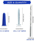 All In One Concrete Anchors And Screws Kit With 201 Pcs Drywall Anchors And 100 Pcs Self Tapping Screws Plus Drill Bit