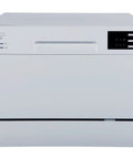 Top Shelf Compact Countertop Dishwasher Featuring Energy Star Efficiency Plus Delay Start Timer With Bright Led Interface in sleek silver.