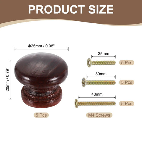 Spruce Up Your Space With Dope 5 Piece Round Wood Drawer Knobs Including Screws For Dresser Wardrobe Cupboard Featuring Slick Mushroom Shape Paint Surface And Natural Solid Wood Base For Fixer Upper Makeovers. 25mm wood knob with M4 screws.