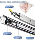 Heavy Duty Drawer Slides With Lock, 500 Lb Capacity, Full Extension, Side Mount Ball Bearing Rails, 68 Inch Length, 76mm Wide