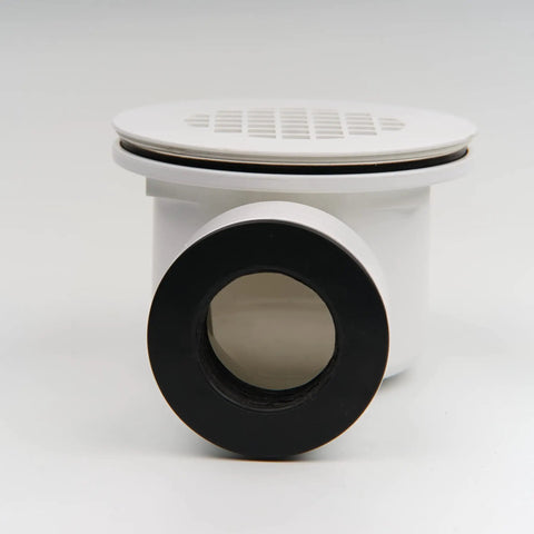 Low Profile Shower Base Drain With Perforated Strainer 1.5 Inch Side Outlet PVC Drain For Trap And Drain Assembly