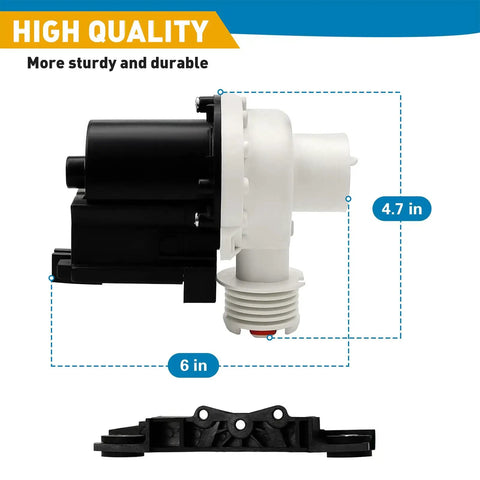 Side view of a Washer Drain Pump Replacement Kit Direct Fit No Hassle With Premium Quality Build Easy Install For 137221600