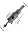 Carbide Tooth Tipped Hole Saw Cutter 1 Inch 25mm For Stainless Steel Sheet Metal Plastic FRP, side view with dimensions