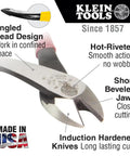 6-Piece Hand Tool Kit For Electricians Durable Professional Grade Includes 2 Screwdrivers 3 Pliers Wire Stripper And Cutter Made In USA With Non Slip Grips And Rivet Closers For Maximum Cutting Power, showing induction hardened wire cutter detail.