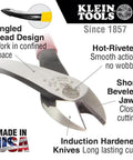 Close-up of pliers from Electrician Tool Kit 14-Piece With Hand Tools And Eye Protection In 8-Pocket Leather Pouch, made in USA.