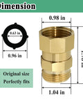Swivel Garden Hose Fitting Connector Three Quarter Garden Hose Thread Metal With Rubber Washer Leak Proof Replacement Part For Irrigation, brass adapter with dimensions