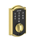 Camelot Touchscreen Electronic Deadbolt Lock With Keyless Entry And Bright Brass Finish For Front Doors Easily Program Up To 19 Access Codes
