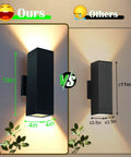 Up And Down Outdoor Wall Light With Dusk To Dawn Sensor Pack Of 2 Matte Black Exterior Sconces 13x4 inches size comparison
