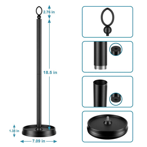 Heavy Weighted Free Standing Toilet Paper Holder With Reserve Function No Tools Needed Spare Roll Storage Stand dimensions diagram