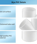 Close-up of Three Quarter Inch PVC Wye 3 Way Pipe Fittings showing flat cut surface, thickened tube wall, and high quality material