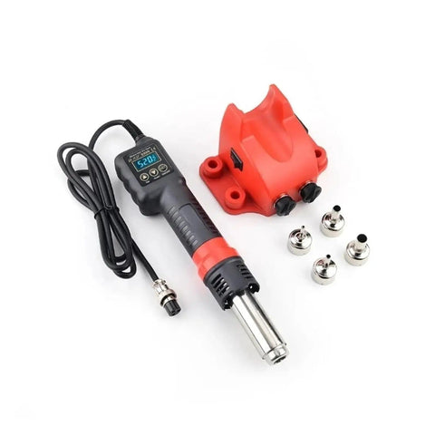 2 In 1 Soldering Station With Hot Air Gun Digital Display Temperature Readout Celsius Fahrenheit shown with accessories