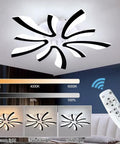 Chandelier Modern Ceiling Light With Remote Control, Dimmable Acrylic LED Semi Flush Mount Ceiling Lamp in black with remote