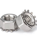 Road Ready 10-24 Thread Keps Lock Nut Crafted From Premium 304 Stainless Steel With 18-8 Grade Composition Top Shelf Hex Flange Design.