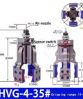 Diagram of Pneumatic Fixture Cylinder With Four Claw Clamp And Sensor Switch For Robotic Gripper Arm Mechanical Finger Cylinder Water Spout Clip AHVG35 Pro Grade showing dimensions