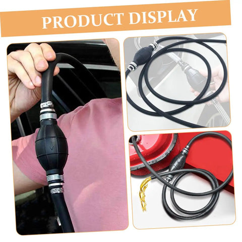 Durable Transfer Hose Pump Siphon Kit For Cars And Equipment, Quick Hand Pump For Gasoline, Fuel And Oil, Easy Liquid Transfer, Optimizes Flow And Makes Siphoning A Breeze, black rubber hose