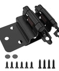 Three Eighth Inch Inset Cabinet Hinges Set Self Closing Flush Mount With Door Bumpers 50 Hinges Pack Matte Black with screws