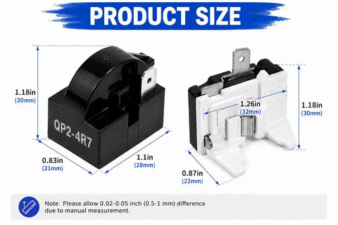 4.7 Ohm One Pin Refrigerator Starter Relay Kit With Overload Protector One Half HP For Danby Vissani Refrigerators size details