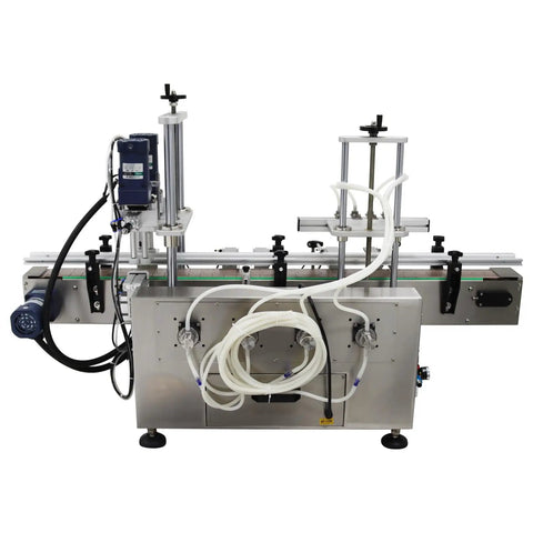Automatic Liquid Filling And Bottle Capping Sealer Machine Desktop Four Head Magnetic Pump Adjustable Speed Conveyor Belt smooth operation with stainless steel chassis.