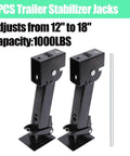 Two Pack Swing Down Trailer Stabilizer Jacks With Seven Inch Drop Leg And Eighteen Inch Adjustable Rod Handle For RV Camper
