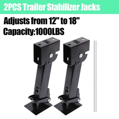 Two Pack Swing Down Trailer Stabilizer Jacks With Seven Inch Drop Leg And Eighteen Inch Adjustable Rod Handle For RV Camper