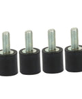 Anti Vibration Rubber Mounts 4 Pack With Metal Silentblock Bobbins For Air Compressors Engines And Audio Gear Noise Reduction And Shock Absorption VD8x8 M3x8 Size, black rubber and metal studs