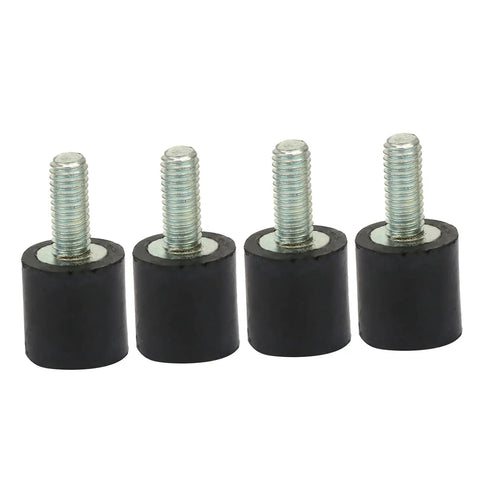 Anti Vibration Rubber Mounts 4 Pack With Metal Silentblock Bobbins For Air Compressors Engines And Audio Gear Noise Reduction And Shock Absorption VD8x8 M3x8 Size, black rubber and metal studs