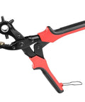 Heavy Duty Leather Hole Punch Pliers 9 Inch 6 Size Set Belt Tool for Leather and Fabrics with red and black grip