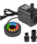 15W Submersible Water Pump With Dope LED Lights 260GPH For Pond Aquarium Water Feature Outdoor Fountain And Statuary Gardens Adjustable Flow Valve 110 V To 120 V Quiet Durable