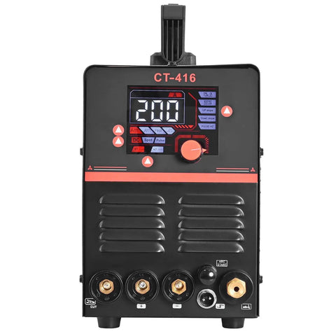 Front view of 3 In 1 Plasma Cutter Welder Combo For Home Shop 50 Amp Plasma 200 Amp TIG MMA Digital 110 220V Dual Voltage 2T 4T