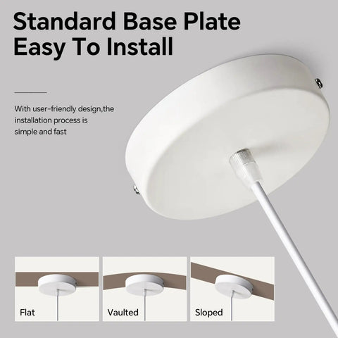 Bennyes Wabi Sabi Pendant Light 19.7 in White Modern Pendant Lights standard base plate showcasing easy installation features.