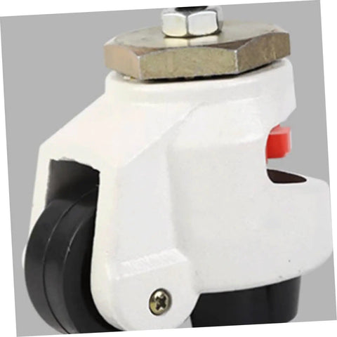 Heavy Duty Leveling Caster Wheels Featuring Silent Polyurethane Rollers And Fully Adjustable Square Mount Plates For Solid Job Ready Workshop Gear And Machine Stands 4 Pack close-up of caster wheel with square mount and adjustment knob.