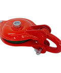 One Ton Snatch Block Pulley With Shackle, Heavy Duty Single Sheave 4 Inch Wheel, 2,200 Lb Working Load Limit, Red Powder Coat