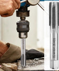 NINEFOX spark plug thread repair kit, M14x1.25; 10-piece steel insert and tap set, shown in use during automotive repair
